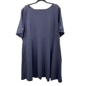 Navy Short-Sleeve A-Line Women's Dress